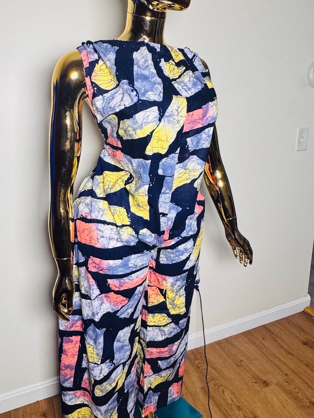 Halter-Neck Wide-Leg Jumpsuit in Rust Multi Print - Picture 12 of 15
